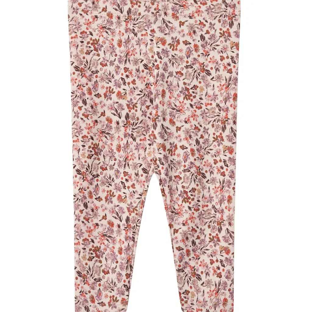 GOTS Jules Blommiga Baby-leggings Pale Rose>Wheat Sale