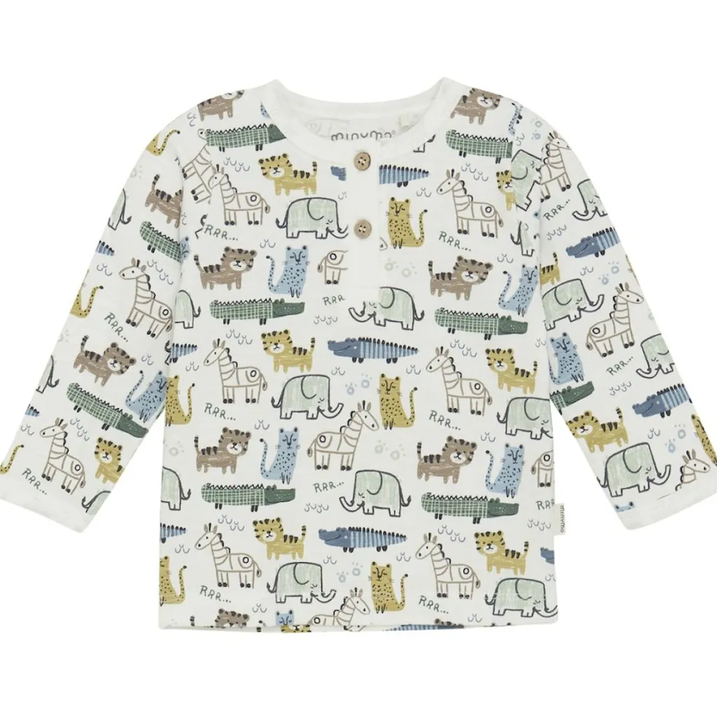 GOTS Långärmad T-shirt Aop Marshmallow White>Minymo Online