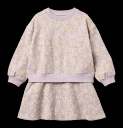 GOTS Maggie Sweatklänning Lavender Daisies>Wheat Clearance