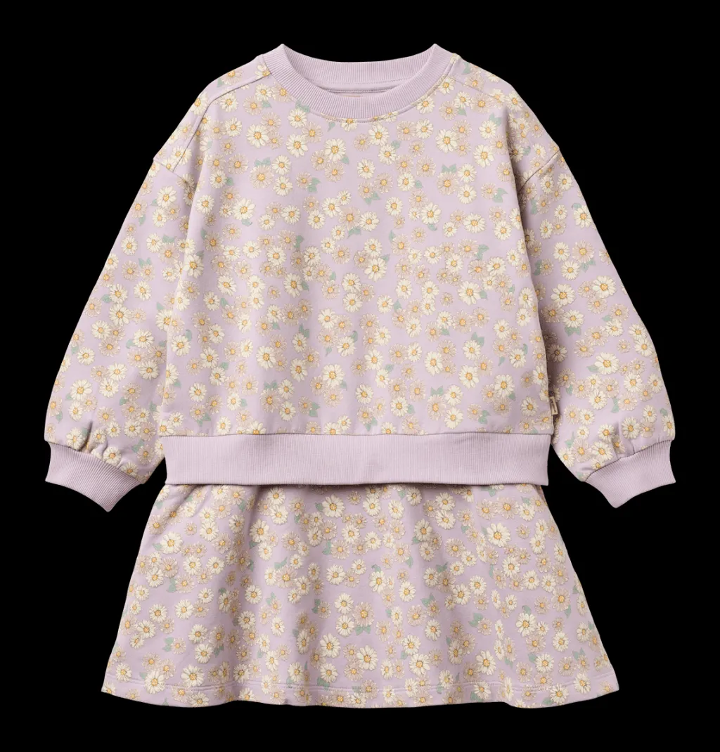 GOTS Maggie Sweatklänning Lavender Daisies>Wheat Clearance