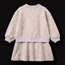 GOTS Maggie Sweatklänning Lavender Daisies>Wheat Clearance