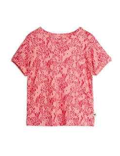 GOTS Mini Leopard Aop Kortärmad Top Pink>Mini Rodini Online