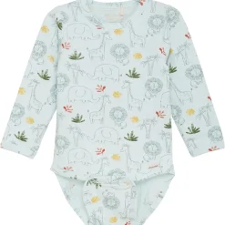GOTS Mönstrad Baby Body Misty Blue>Minymo Clearance