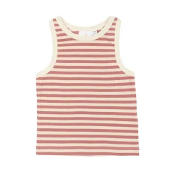 GOTS Moore Ribbad Topp Old Rose Striped>The New