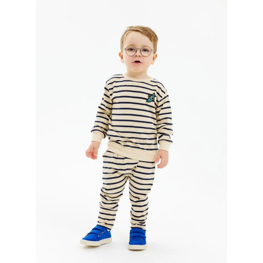 GOTS Nat Uni Byxor Mood Indigo Striped>The New Siblings Discount