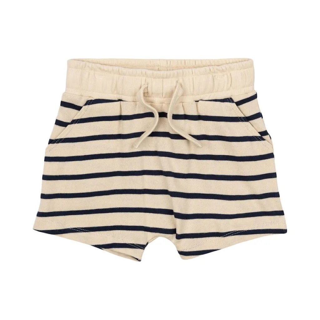 GOTS Nat Uni Shorts Mood Indigo Striped>The New Siblings Discount