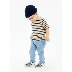 GOTS Nat Uni Tee Mood Indigo Striped>The New Siblings New