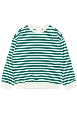 GOTS Nero Sweatshirt Alpine Green Striped>The New