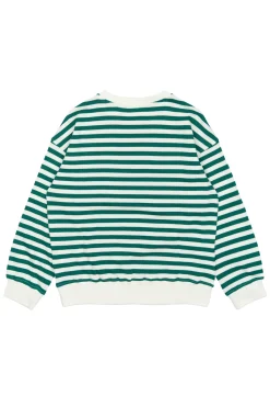 GOTS Nero Sweatshirt Alpine Green Striped>The New