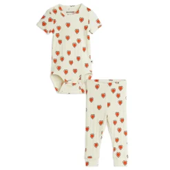 GOTS Outlined Hears Aop Baby Set Offwhite>Mini Rodini Online