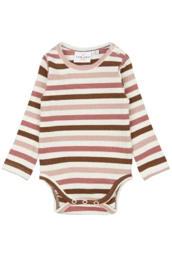 GOTS Pama Långärmad Ribbad Body Withered Rose Striped>The New Siblings