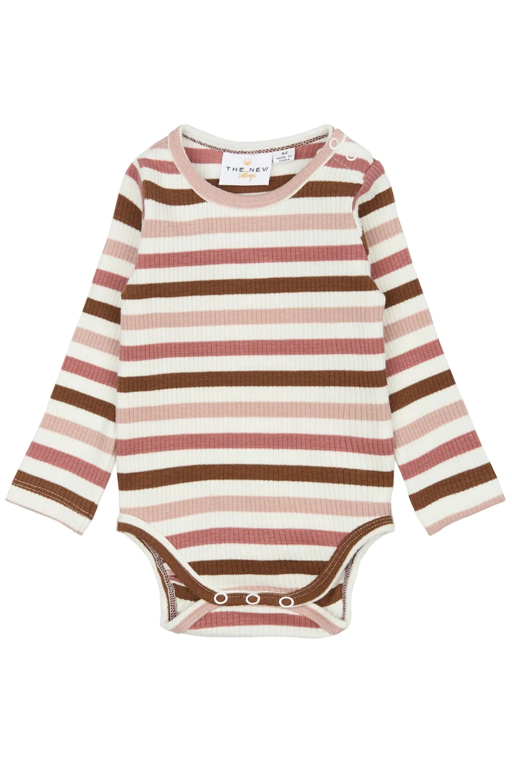 GOTS Pama Långärmad Ribbad Body Withered Rose Striped>The New Siblings