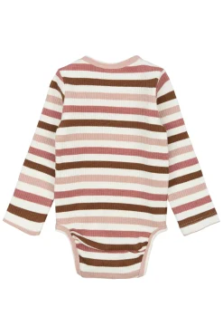 GOTS Pama Långärmad Ribbad Body Withered Rose Striped>The New Siblings