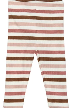 GOTS Pama Ribbade Leggings Withered Rose Striped>The New Siblings Clearance
