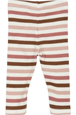 GOTS Pama Ribbade Leggings Withered Rose Striped>The New Siblings Clearance