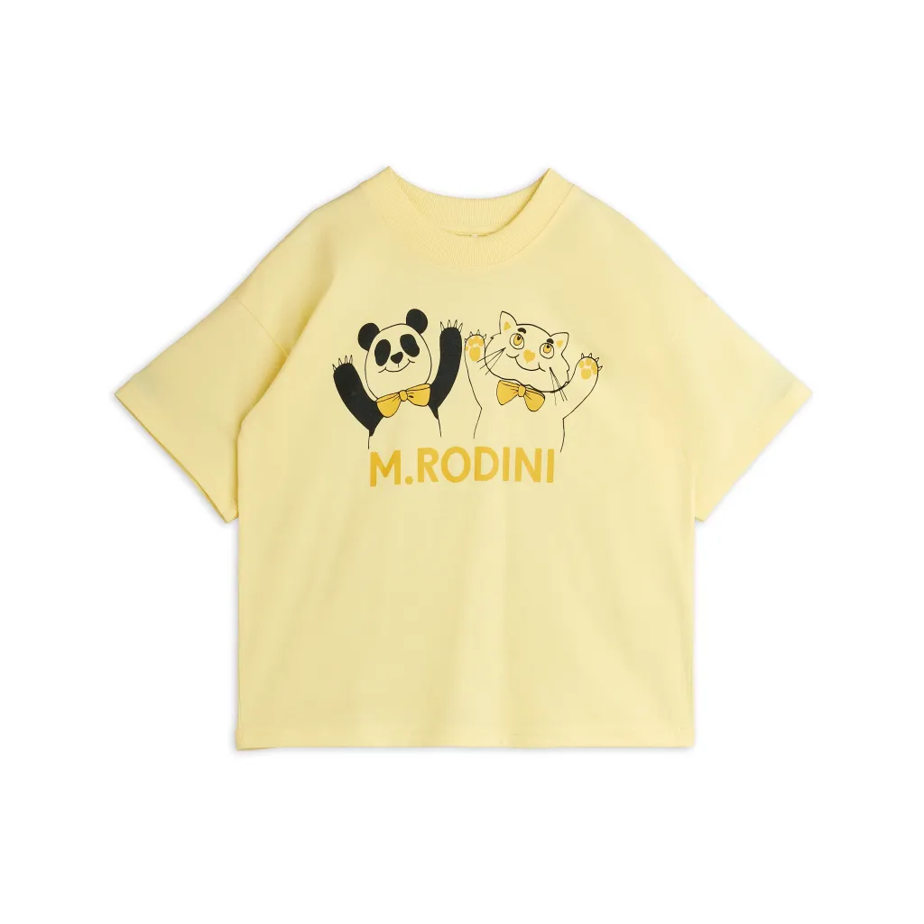 GOTS Panda & Cat Top Yellow>Mini Rodini Best