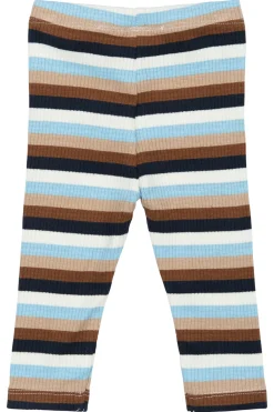 GOTS Park Ribbade Leggings Powder Blue Striped>The New Siblings Clearance