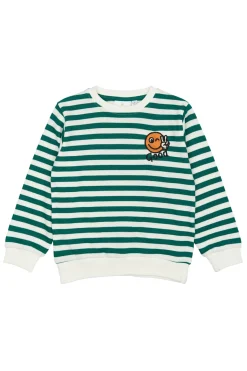 GOTS Per Sweatshirt Alpine Green Striped>The New Siblings