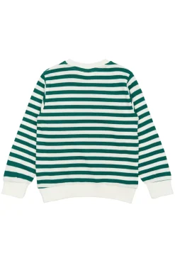 GOTS Per Sweatshirt Alpine Green Striped>The New Siblings