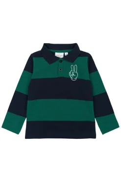 GOTS Pinon Långärmad Piké Navy Blazer Striped>The New Siblings Outlet
