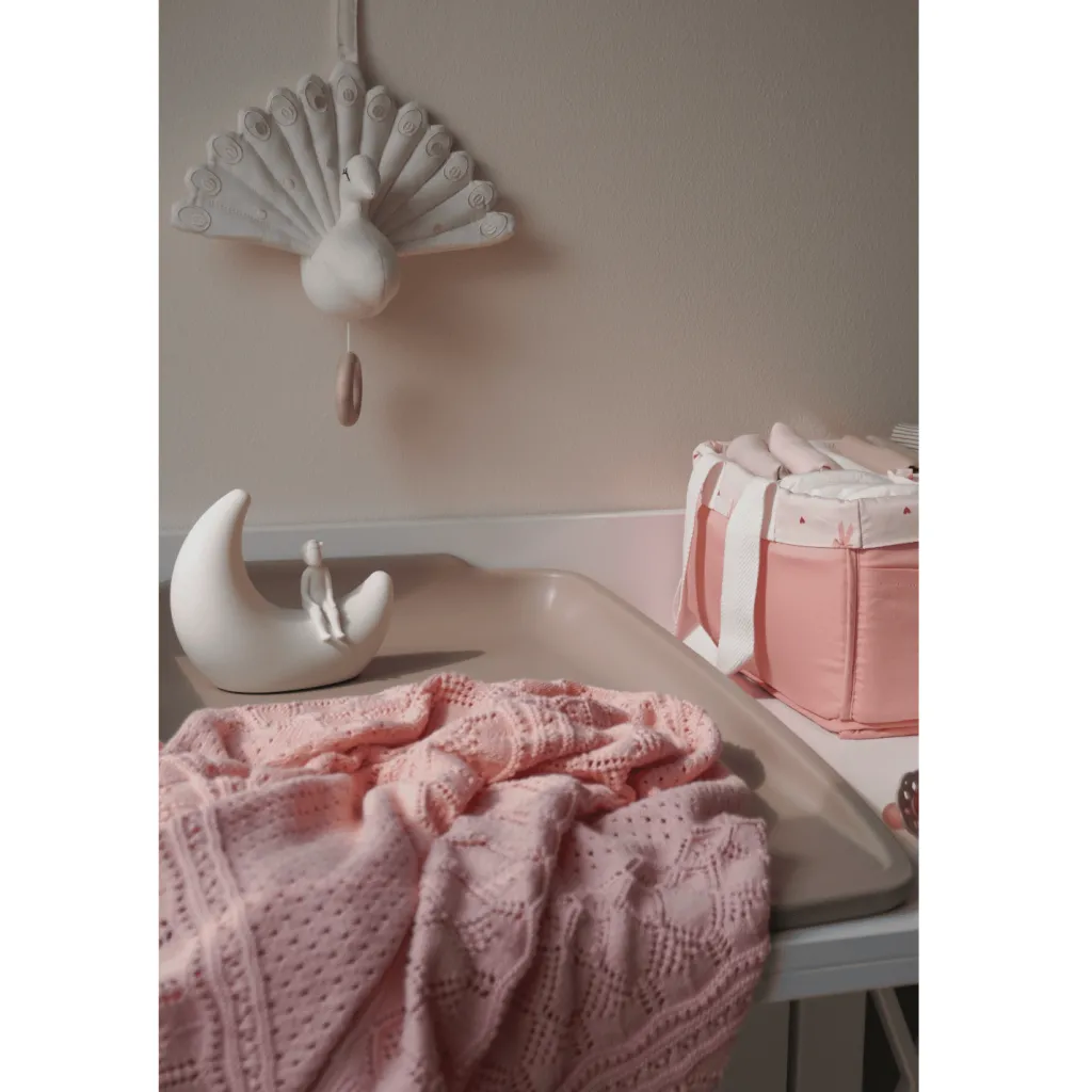 GOTS Pointelle Baby Stickad Pläd Sorbet>Cam Cam Hot