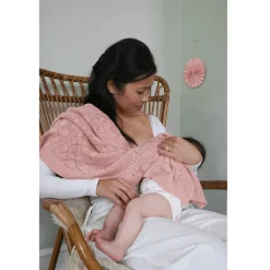 GOTS Pointelle Baby Stickad Pläd Sorbet><noscript><img width=