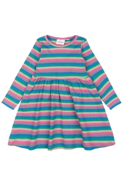 GOTS Polly Långärmad Ribbklänning Multi Striped>The New Siblings Hot
