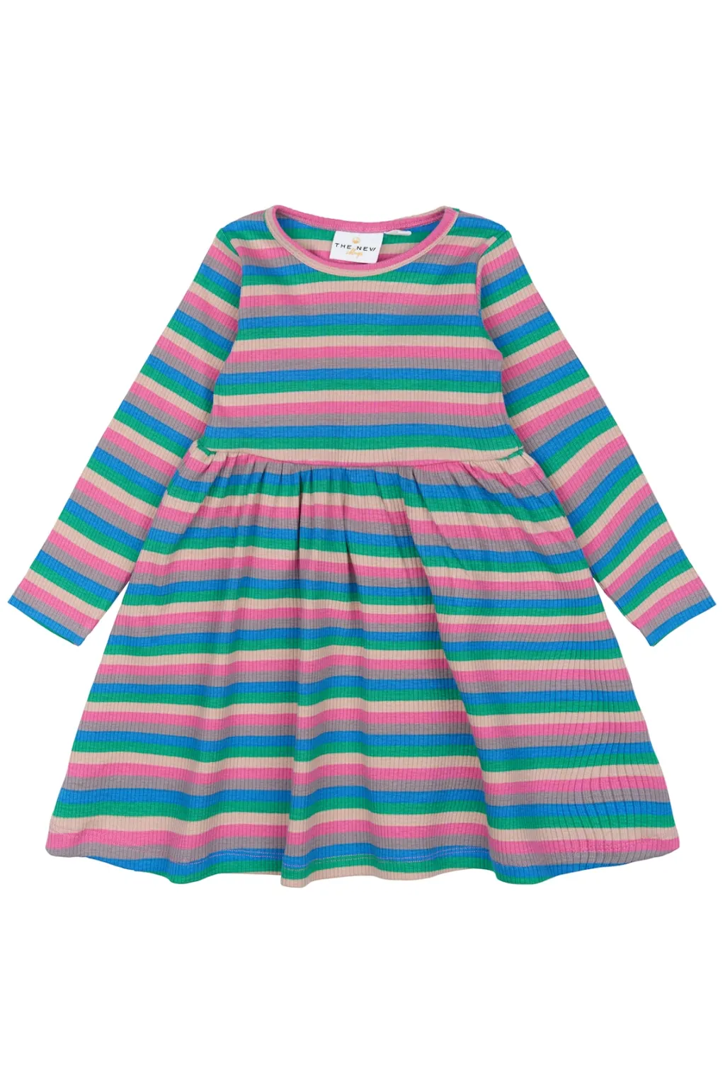 GOTS Polly Långärmad Ribbklänning Multi Striped>The New Siblings Hot
