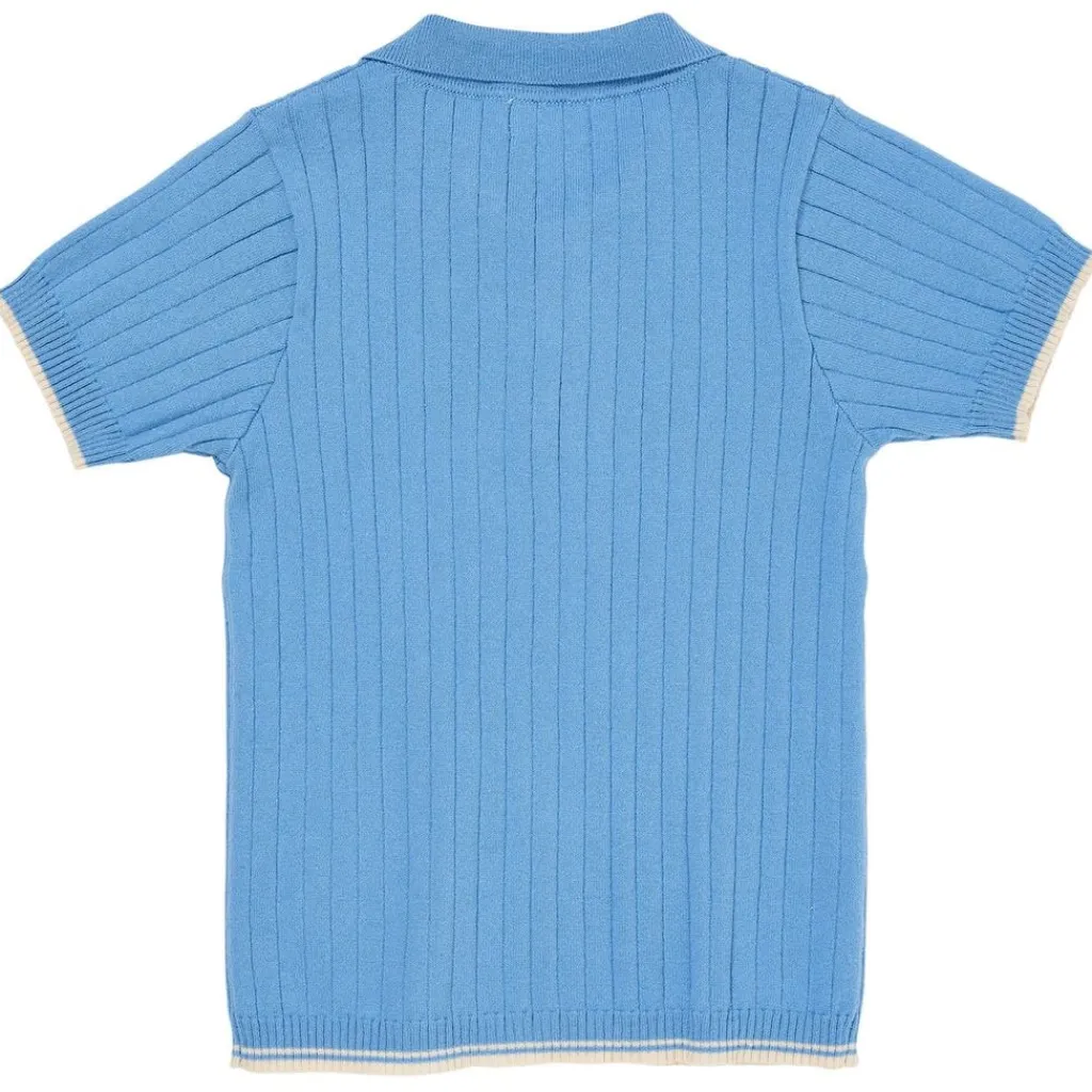 GOTS Ribbstickad Pikétröja Sky Blue Cream>Copenhagen Colors New