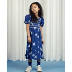 GOTS Sailing Boats Klänning Blue>Mini Rodini Discount