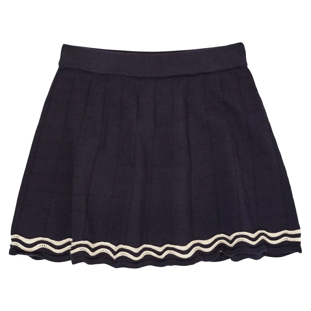 GOTS Stickad Tenniskjol Navy Cream>Copenhagen Colors Online