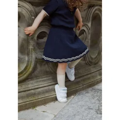 GOTS Stickad Tenniskjol Navy Cream>Copenhagen Colors Online