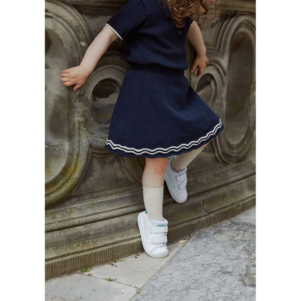 GOTS Stickad Tenniskjol Navy Cream>Copenhagen Colors Online