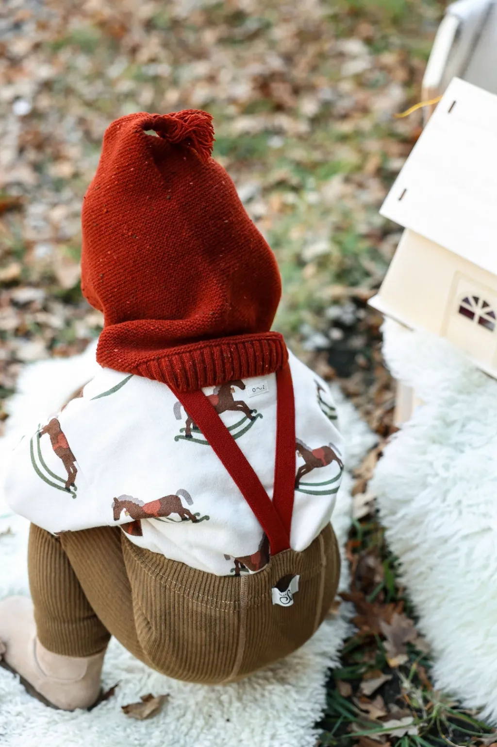 GOTS Strumpbyxor I Bomull Med Hängslen Acorn Brown With Maple Leaf>Silly Silas Sale