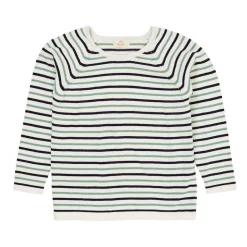 GOTS Tunn Stickad Tröja Cream Navy Green>Copenhagen Colors Outlet