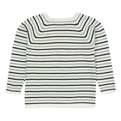 GOTS Tunn Stickad Tröja Cream Navy Green>Copenhagen Colors Outlet
