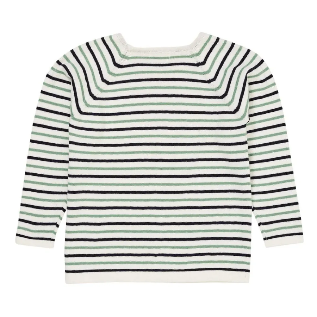 GOTS Tunn Stickad Tröja Cream Navy Green>Copenhagen Colors Outlet