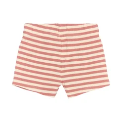 GOTS Uni Ribbade Shorts Old Rose Striped>The New Siblings Clearance