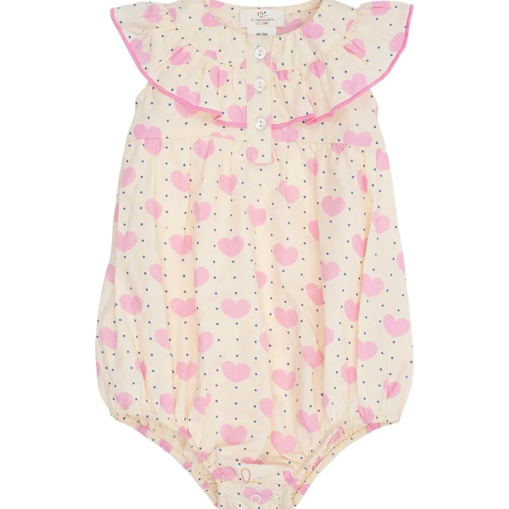 Heart & Dots Romper Med Volang Heart Aop>Copenhagen Colors New