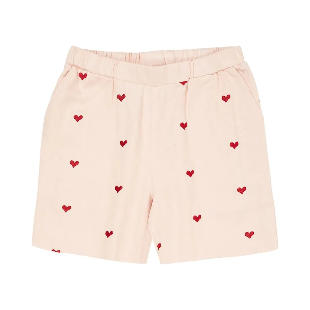 Heart Twill Shorts Dusty Rose Berry Hearts>Copenhagen Colors
