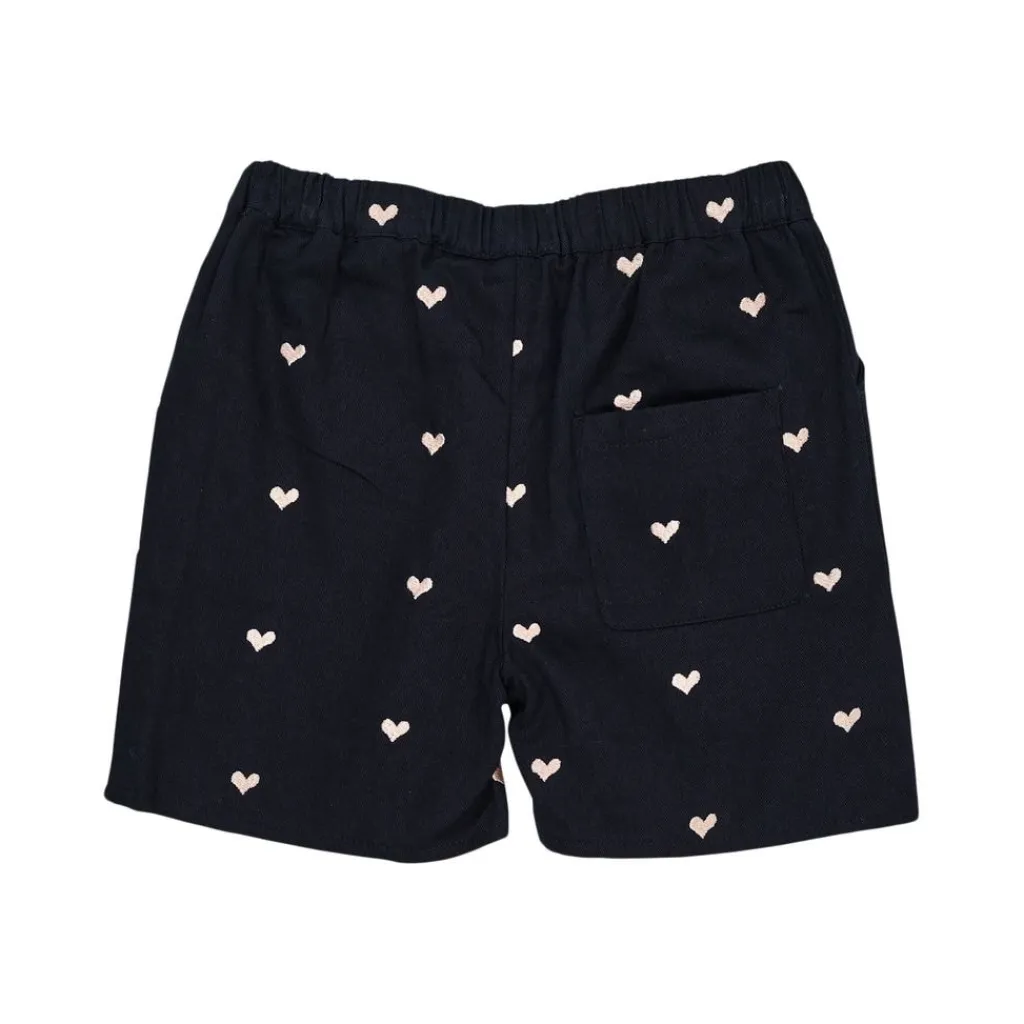 Heart Twill Shorts Navy Soft Pink Hearts>Copenhagen Colors Best
