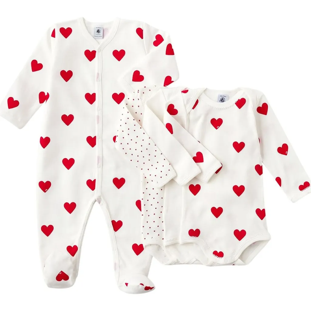 Hearts 3 Bodys Presentförpackning White Red>Petit Bateau New
