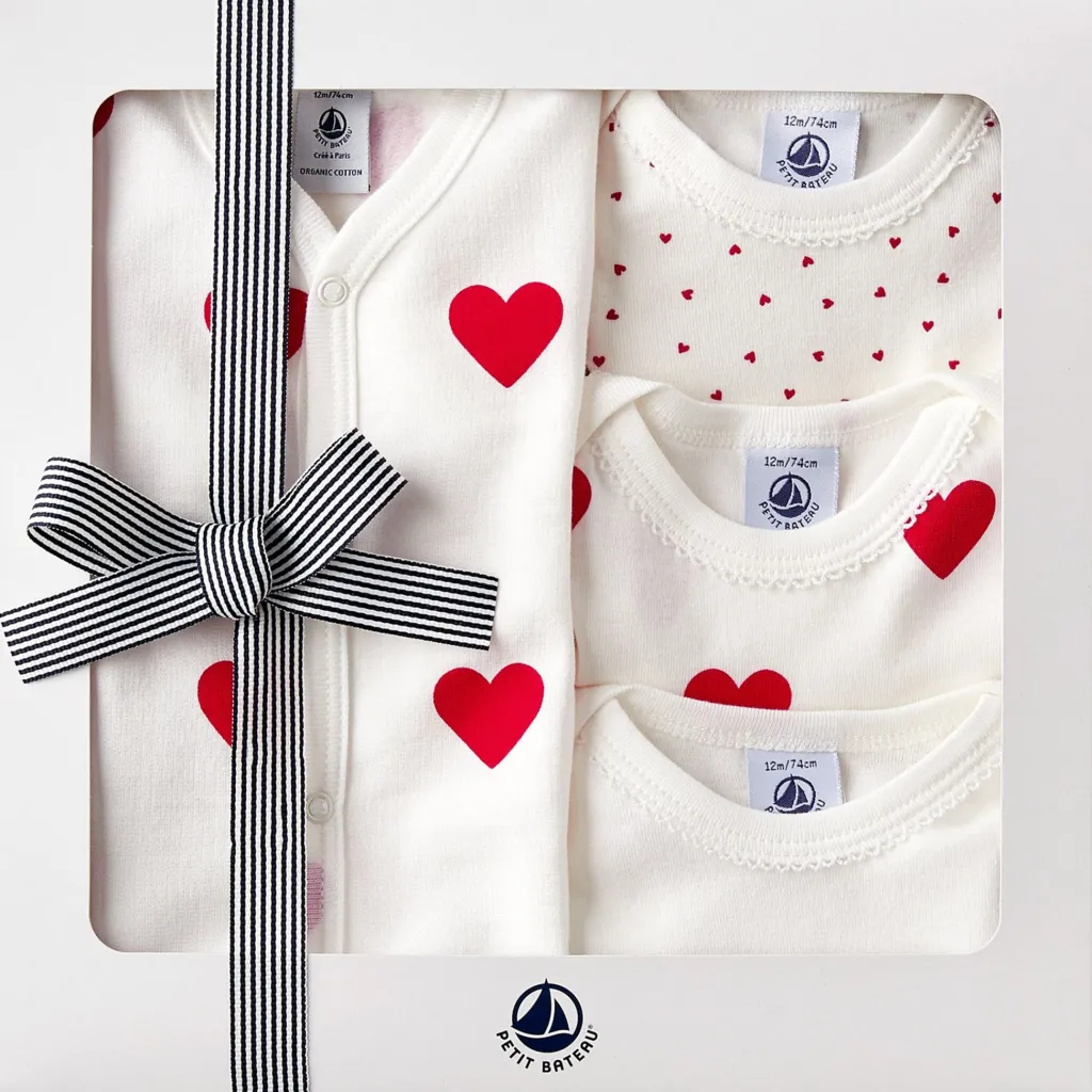 Hearts 3 Bodys Presentförpackning White Red>Petit Bateau New