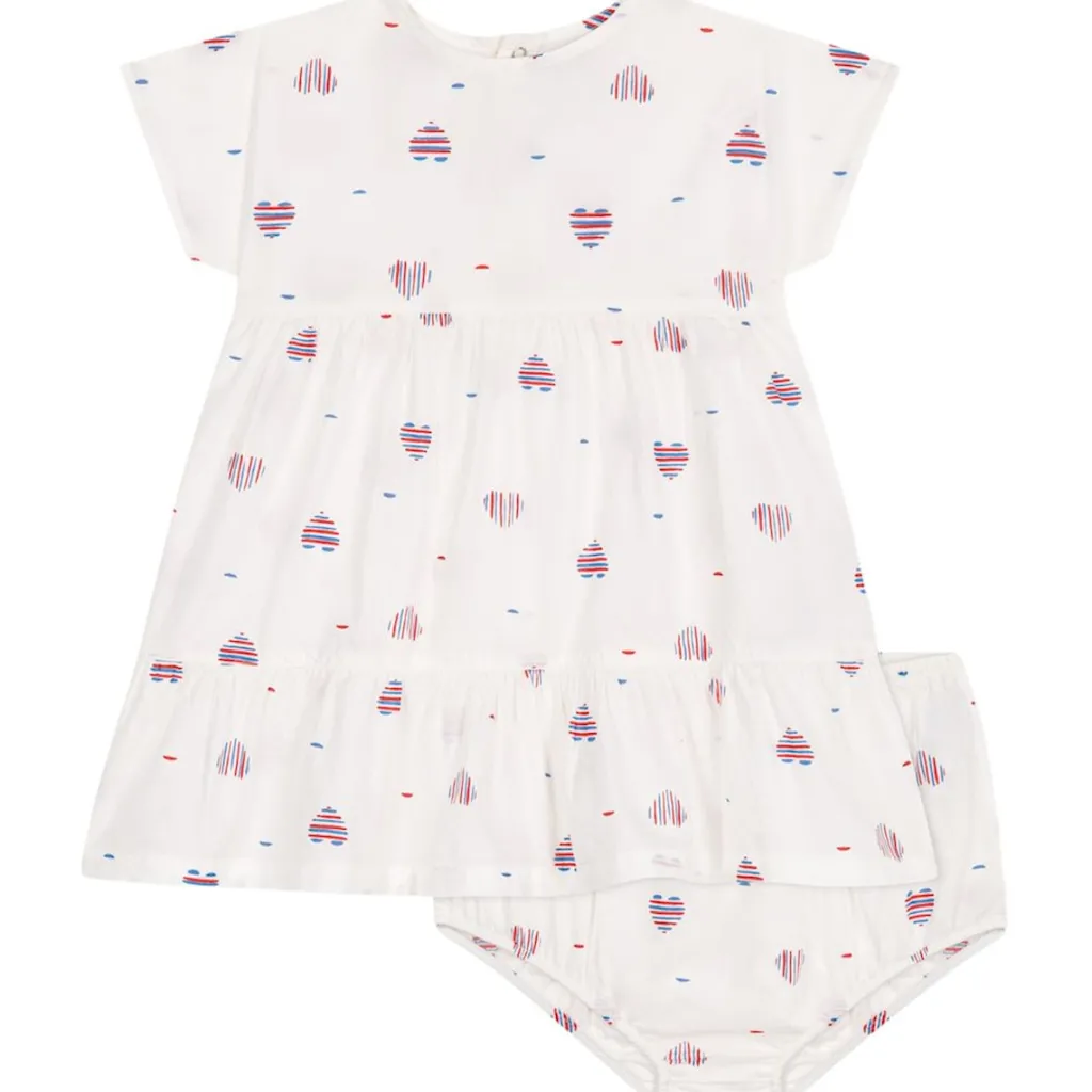 Hearts Klänning I Bomull Med Bloomer Avalanche Multicolor>Petit Bateau Best