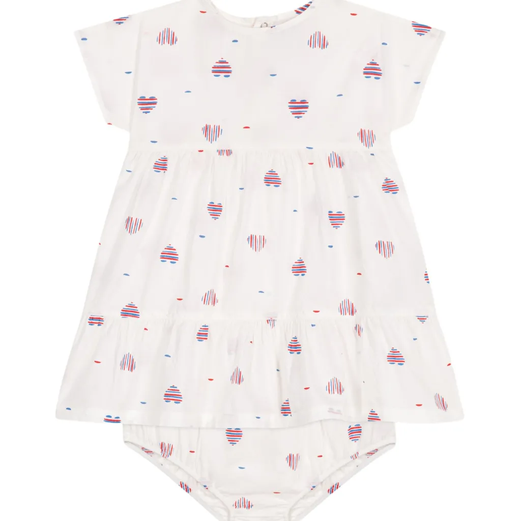 Hearts Klänning I Bomull Med Bloomer Avalanche Multicolor>Petit Bateau Best