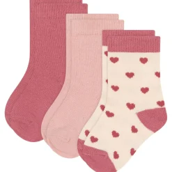 Hearts 3-pack Bomullsstrumpor Pink>Petit Bateau Hot
