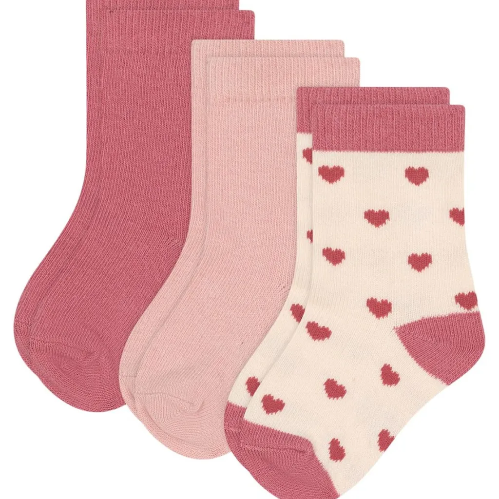 Hearts 3-pack Bomullsstrumpor Pink>Petit Bateau Hot