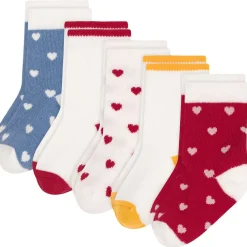 Hearts 5-pack Bomullsstrumpor White>Petit Bateau Hot