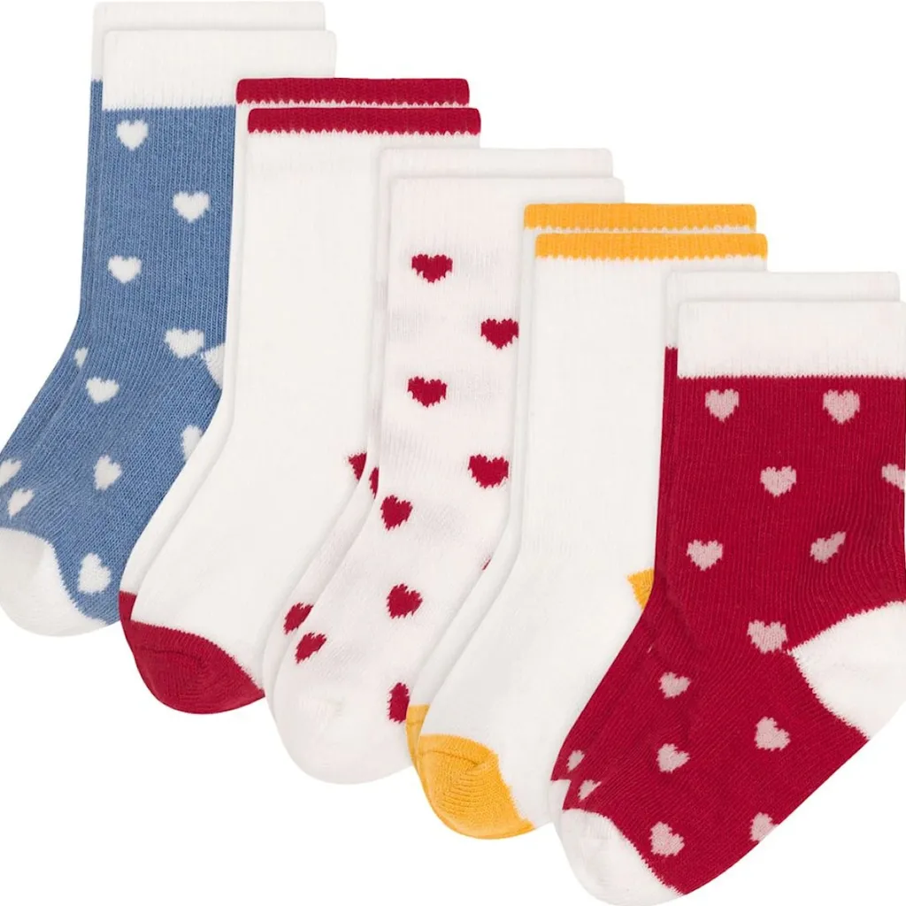 Hearts 5-pack Bomullsstrumpor White>Petit Bateau Hot
