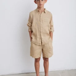 Henry Linneskjorta Beige>My Little Cozmo Clearance